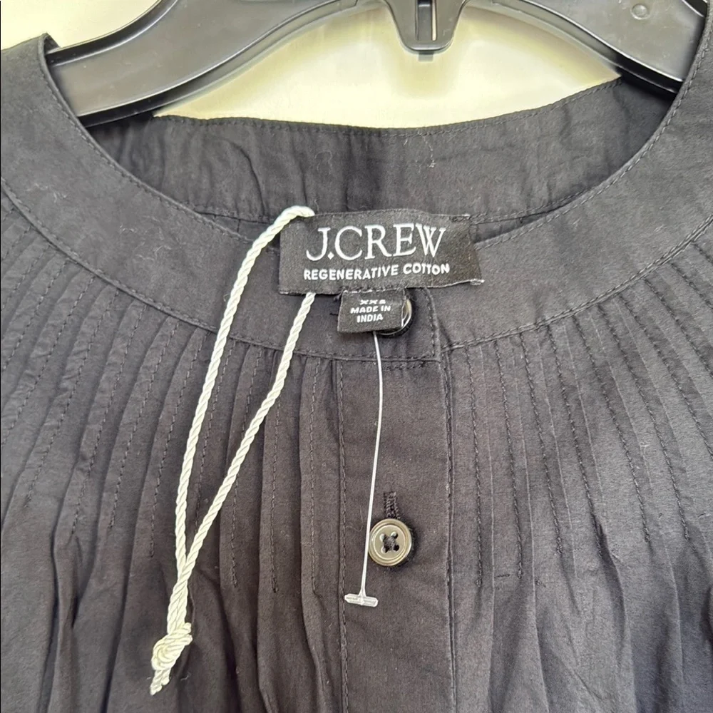 J. Crew Black Pleated Button-Down Top